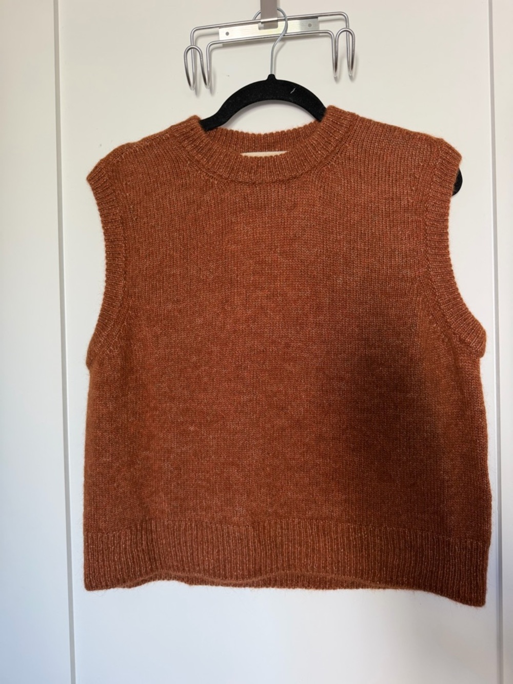 Sezane Sleeveless Knit Sweater Vest in Rust